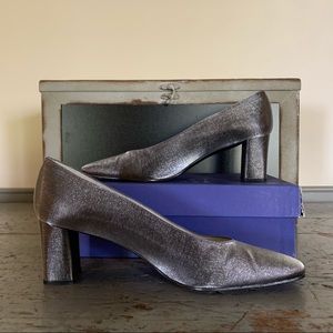 Pewter Matte Lame Stuart Weitzman Heels